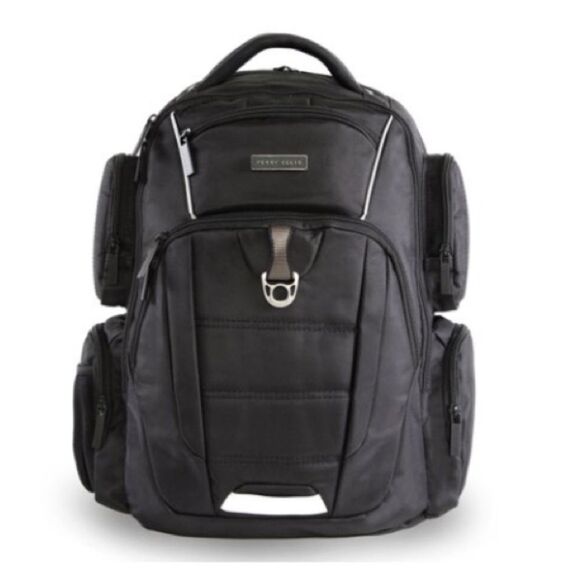 Perry Ellis Black 350 Laptop Backpack- Black travel bag, business bag $160 bag - Picture 3 of 16
